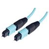 MPO w/ pins to MPO w/ pins, 12 Fiber Ribbon, OM3 10G 50/125 Multimode, OFNR Jacket, Aqua, 1.0m的图片